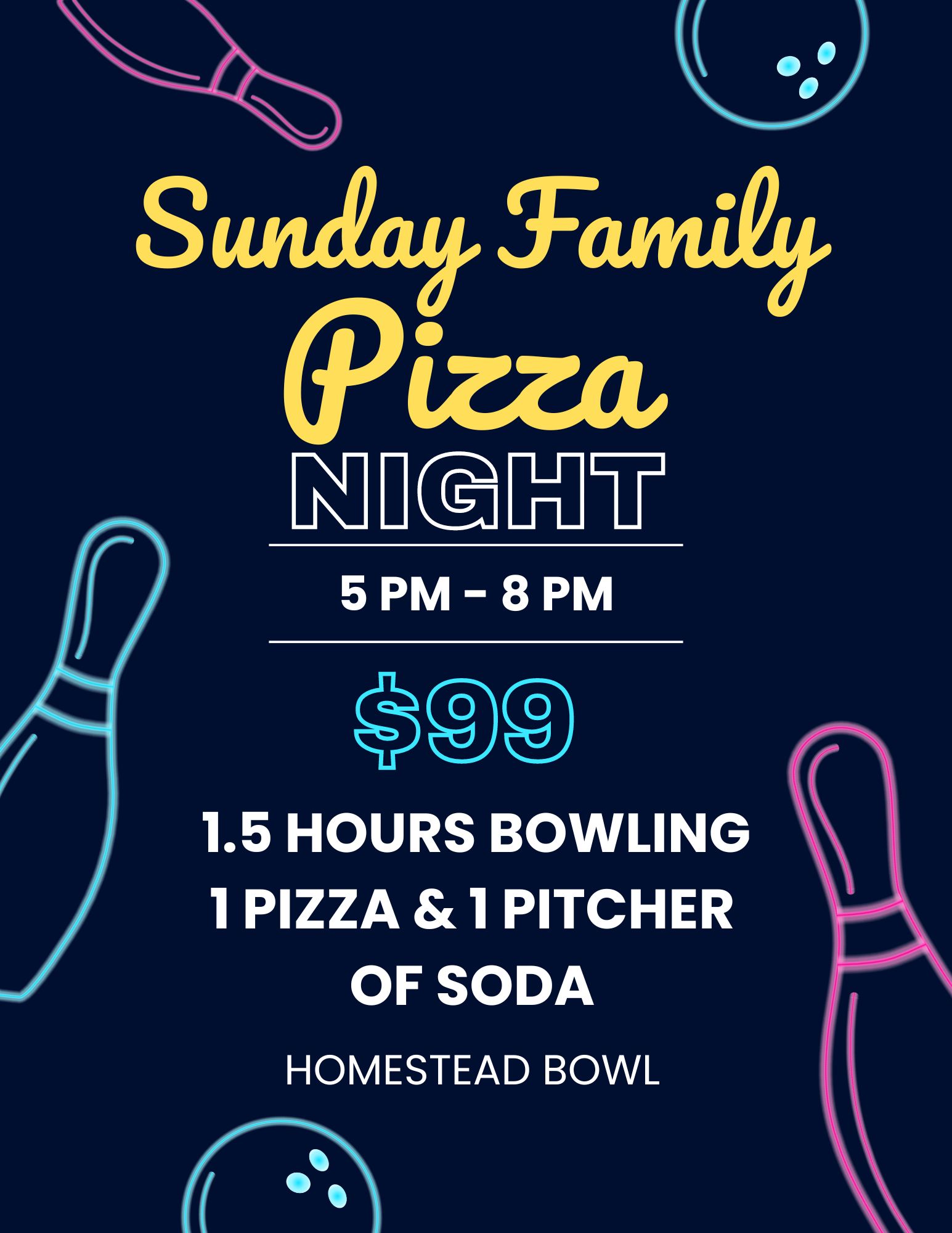 Sunday Family Pizza Night Flyer 2024
