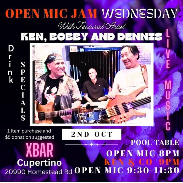 Ken, Bobby, Dennis were featured band at the open mic jam night 
- 
- #jam #xbar #cupertink