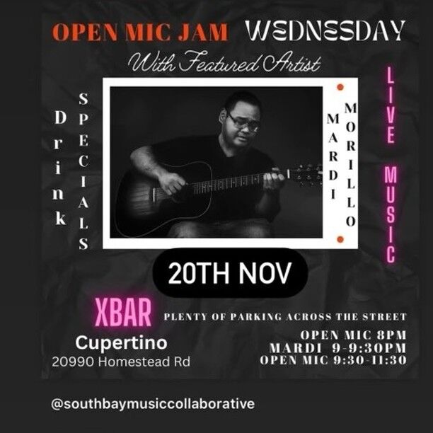 Come out for Open Mic Night tonight! Featured artist Mardi Morillo. Happy Hump Day! @southbaymusiccollaborative #Cupertino #California #SouthBayArea #WeekdayAdventures