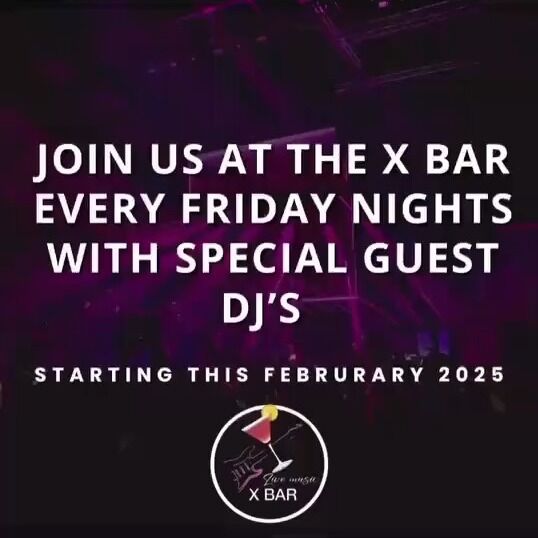 Come out and dance on Friday nights. DJs every Friday starting this February. Check out the DJ list! Plan your visit to the X-Bar today!

#Cupertino #XBar #GoodVibes #PartyTime #SantaClara #SouthBay #XBarCupertino #Top40sHits